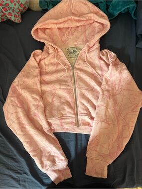Send an Offer! - Dairy Boy Bubblegum Camo Cropped Zip Hoodie